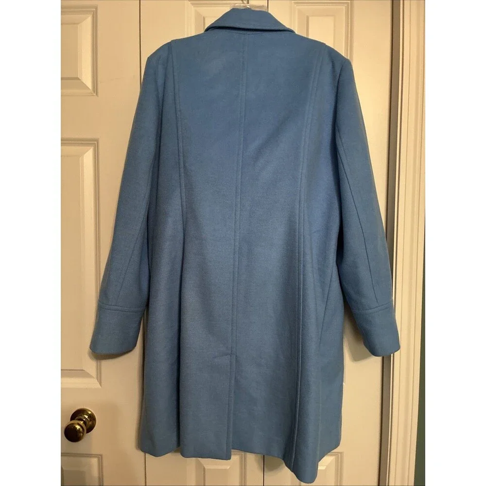 Lands End Pea Coat Women 18 Blue Wool Blend Pockets Long Preppy Classic Jacket